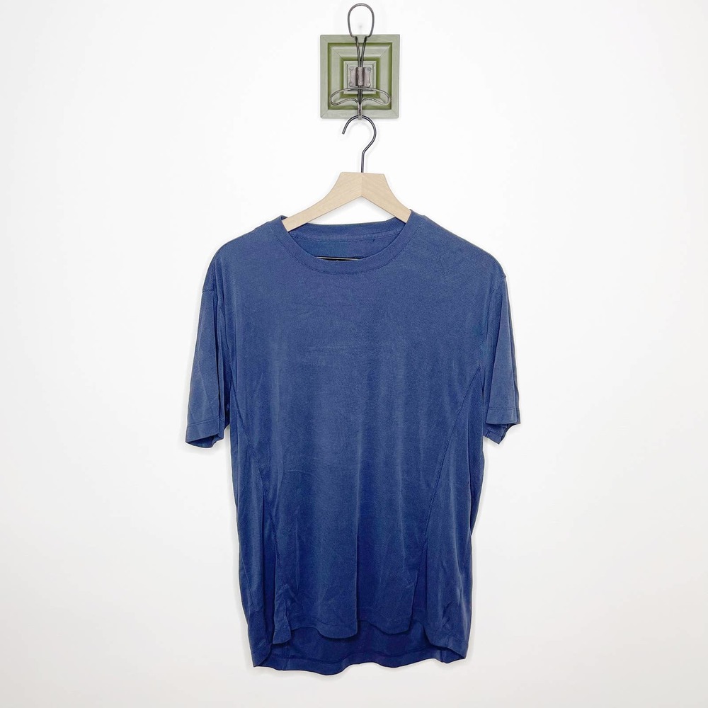 Zegna Sport Mens Blue Casual Silk Waffle Tshirt